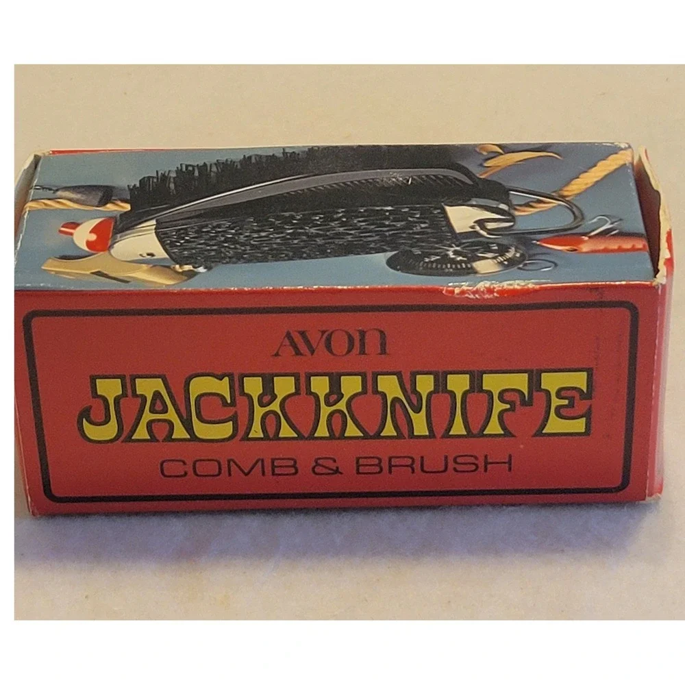 VTG Avon Jackknife Comb & Brush 1970 Collectible Vanity Plastic Set w/ Box